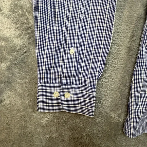 Brooks Brothers Men's L Slim Fit Blue & White Gingham LS Dress Shirt‎ SEE DESC - Picture 12 of 16